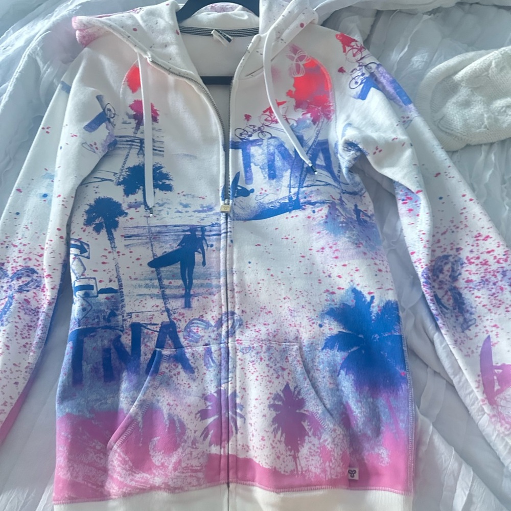 TNA paint splatter zip up hoodie